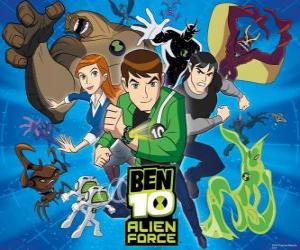 Puzzle Μπεν, Gwen και Kevin, τα ανθρώπινα πρωταγωνιστές του Ben 10 και 10 του αρχικού ξένων προσωπικοτήτων